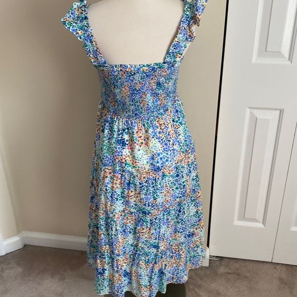 J. Crew Floral Smocked Tiered Midi Dress Ruffle Lined Size Medium - Picture 6 of 13